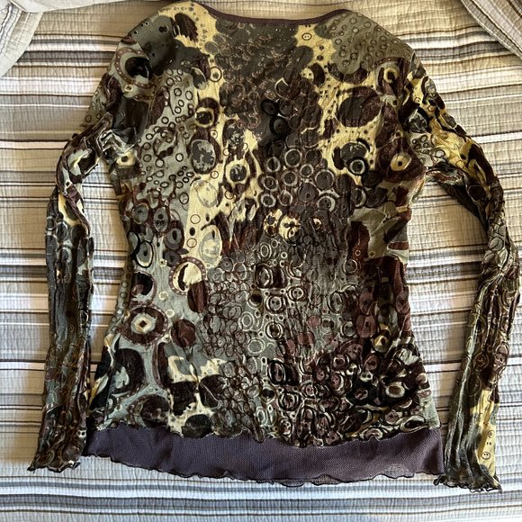 Tribal 2 layer Mesh Top with Velour Accents - Picture 3 of 7